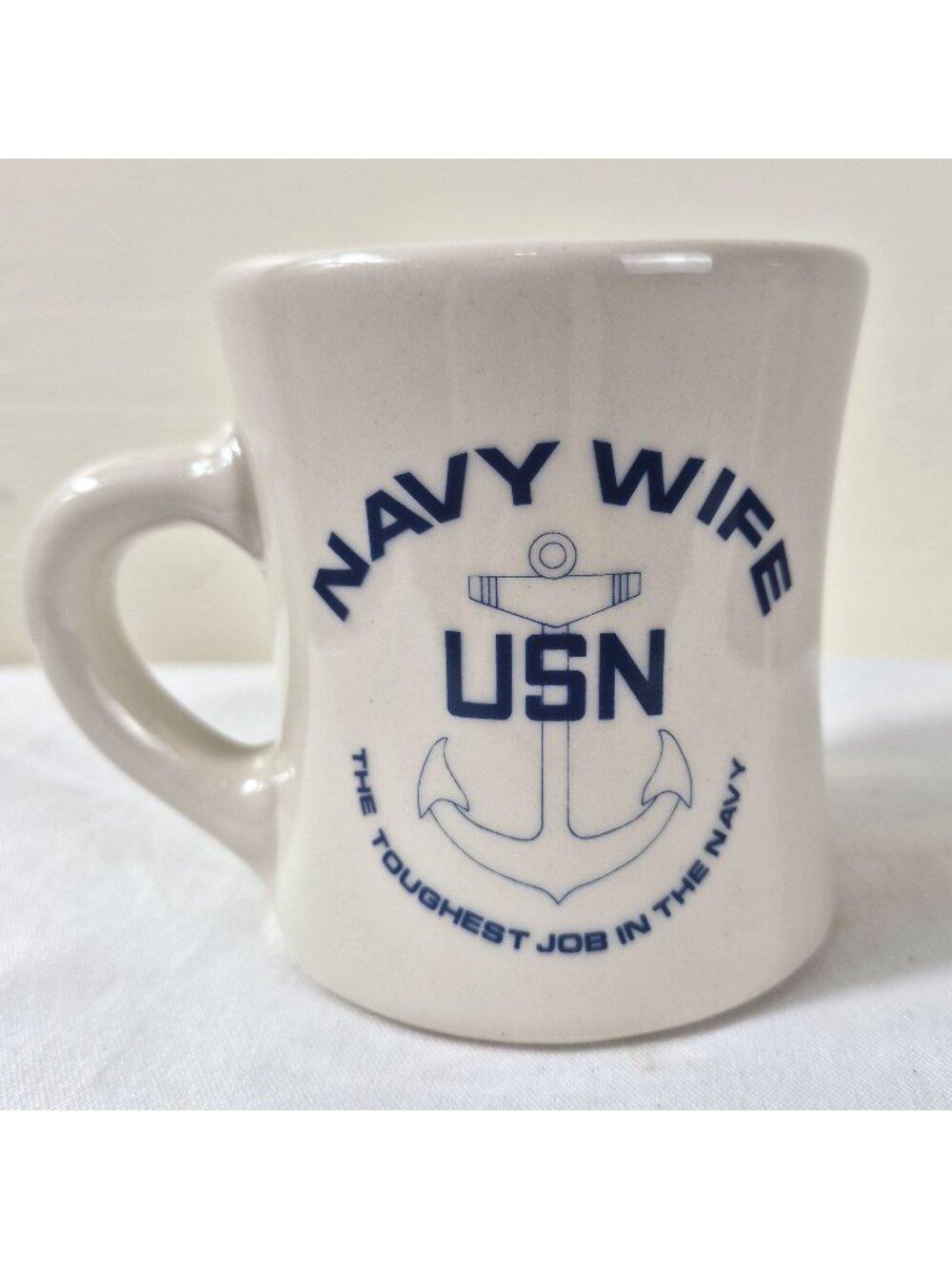 Vintage Navy Wife USN Anchor Ceramic Mug By Victor Durable Retro Coffee Cup